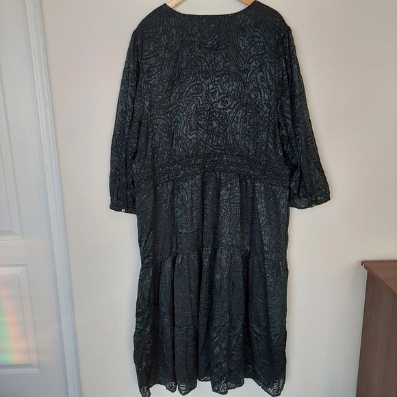 J.Jill Paisley Print Velvety Green Midi Dress Size 4X - Picture 6 of 10